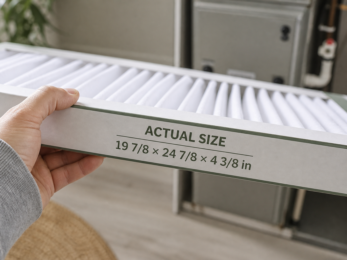 Actual outside dimensions printed on an air filter frame